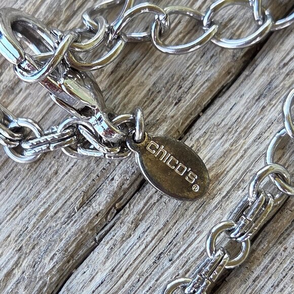 Chico's Delicate Silvertone Sparkle Necklace with Rhinestones - Picture 4 of 5